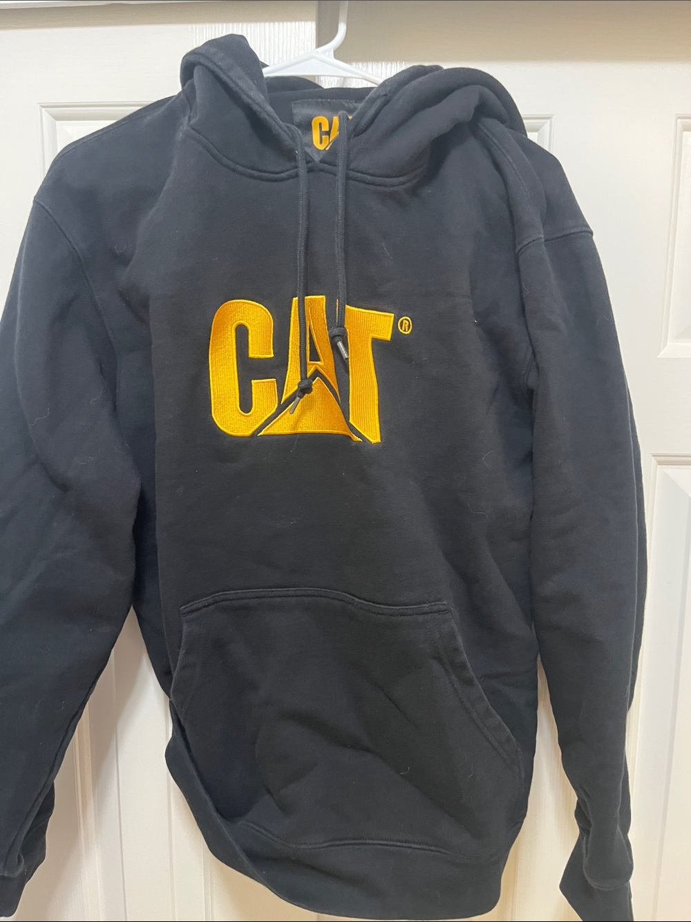Caterpillar Black Hoodie with Yellow CAT Logo